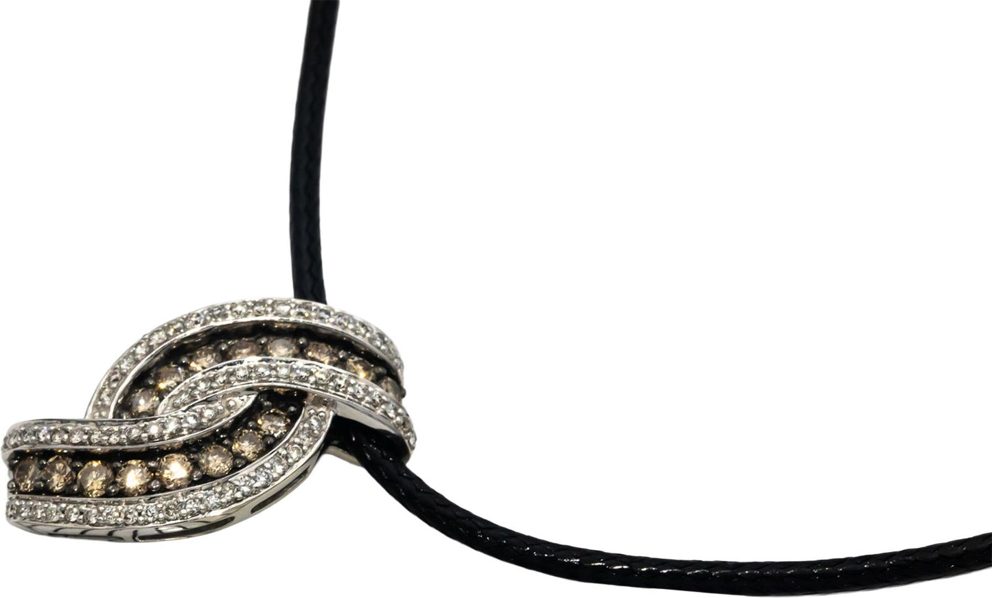 LE VIAN 14k White Gold Round White & Chocolate Diamond Pendant Necklace 1.0CT