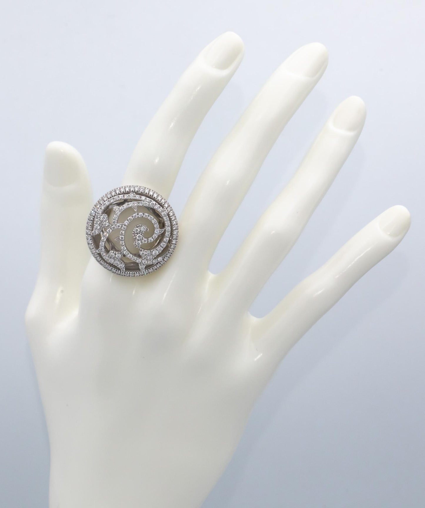 PIERO MILANO 18k White Gold VS Round Diamond Cocktail Ring 2.05CT Size 6.25