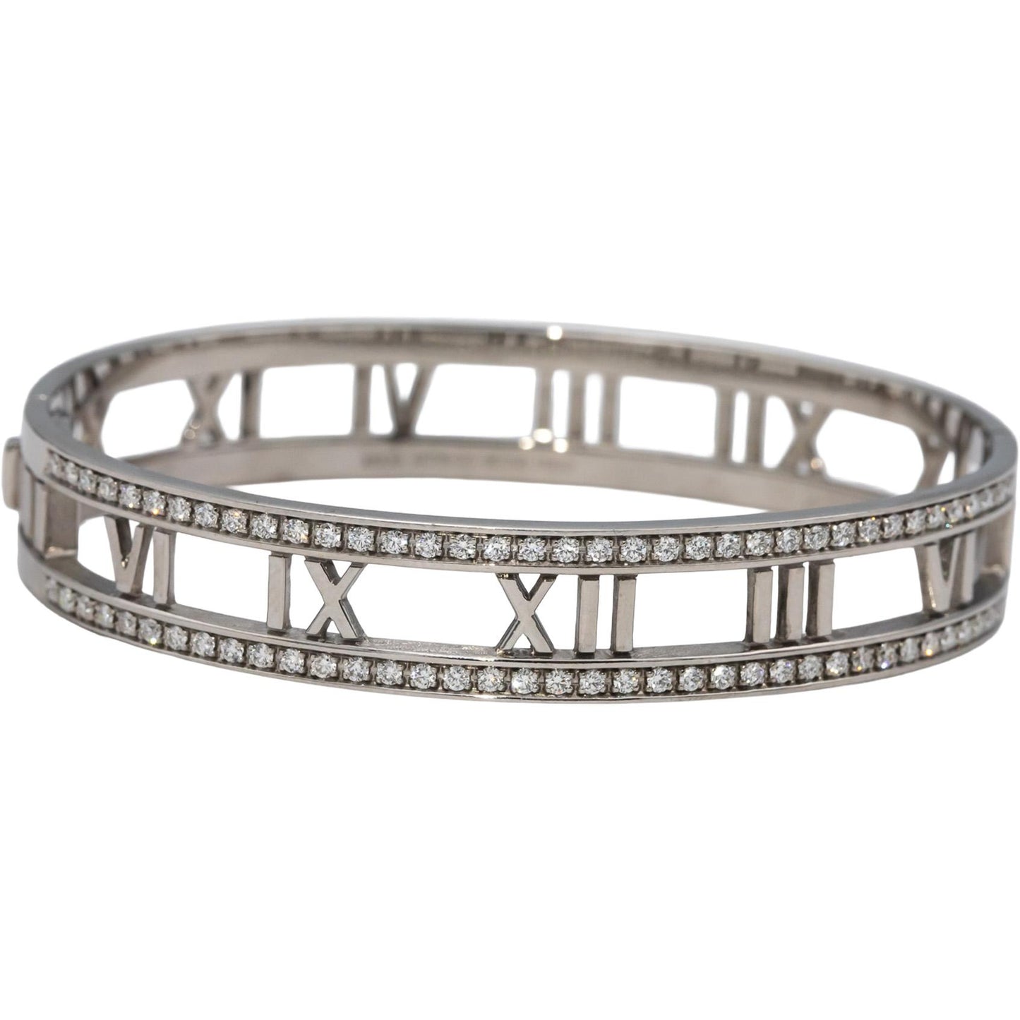 TIFFANY & CO. 18k White Gold Round VS Diamond Atlas Bangle Bracelet 1.0CT $16500