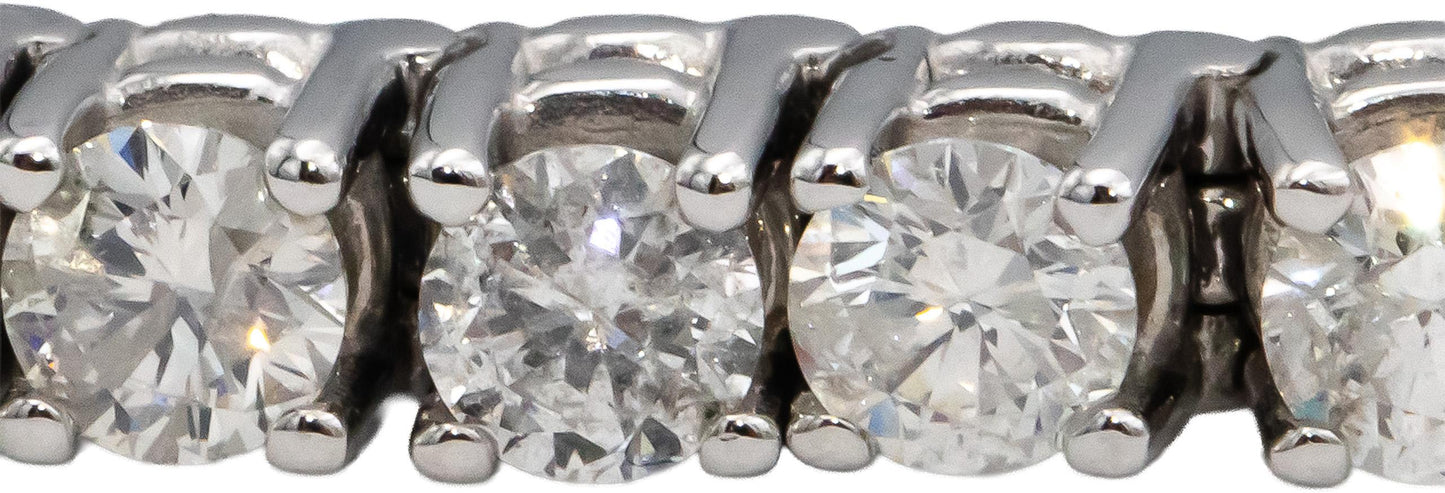 14k White Gold Round Diamond Tennis Bracelet 11.05CT