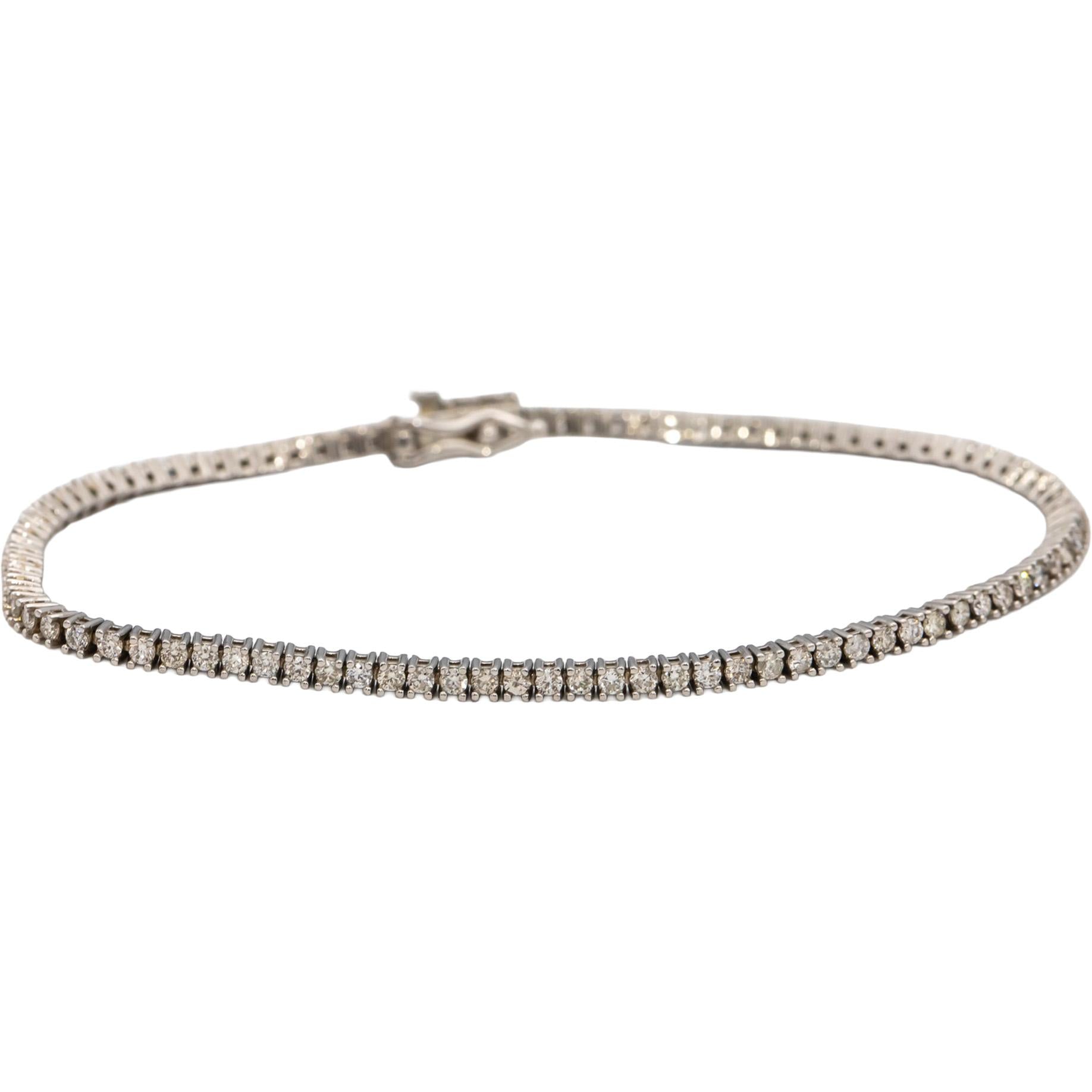 14k White Gold VS Round Diamond Tennis Bracelet 1.70CT