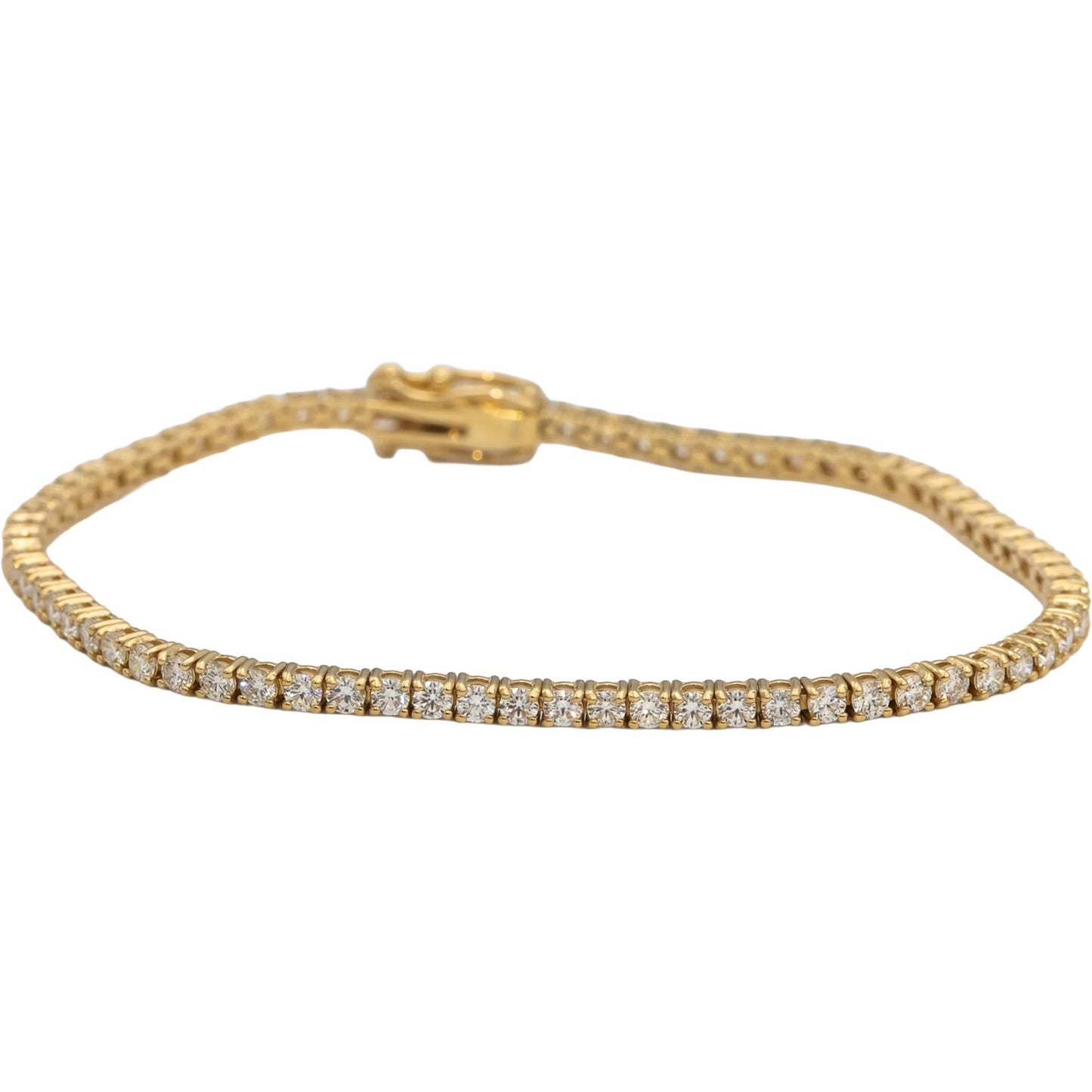 14k Yellow Gold VS Round Diamond Tennis Bracelet 3.07CT