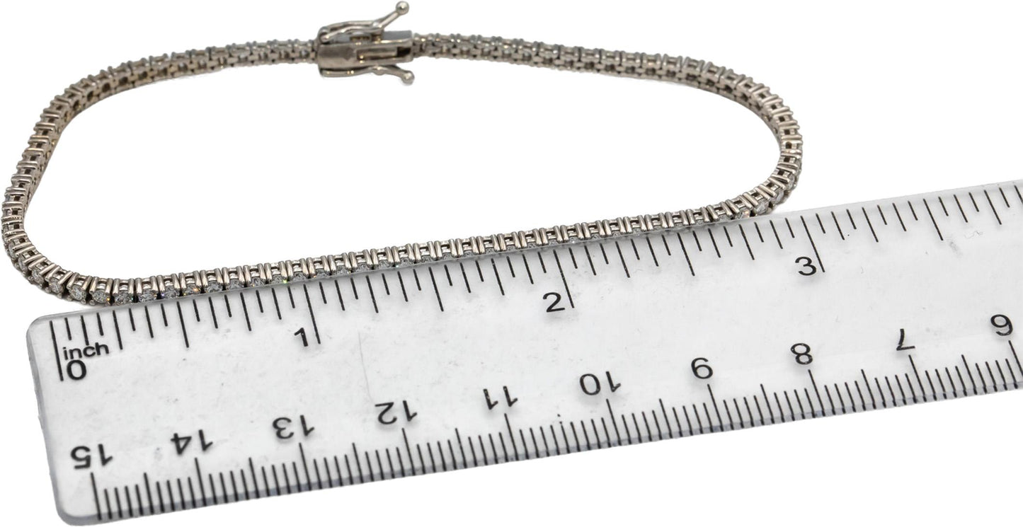 14k White Gold Round Diamond Tennis Bracelet 2.30CT