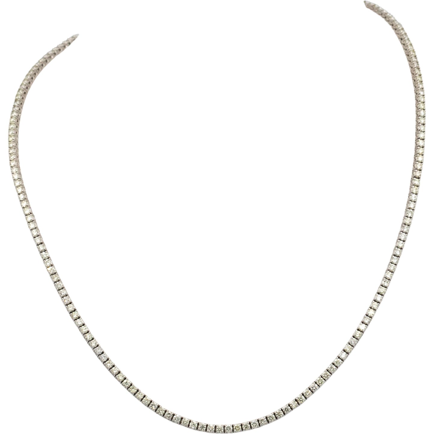 14k White Gold Round Light Yellow Diamond Tennis Necklace 4.42CT