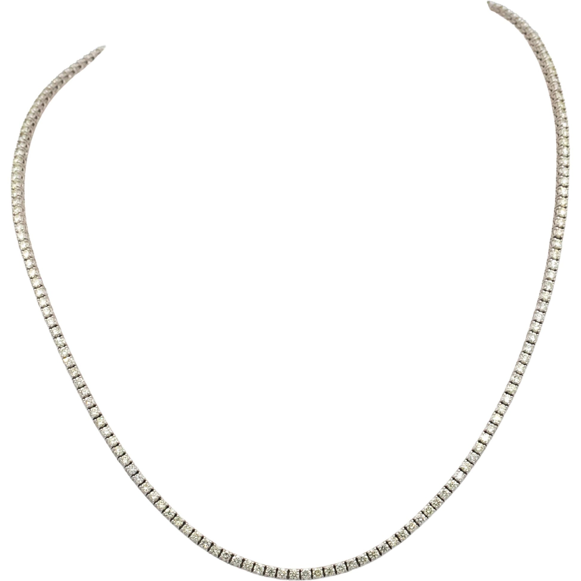 14k White Gold Round Light Yellow Diamond Tennis Necklace 4.42CT