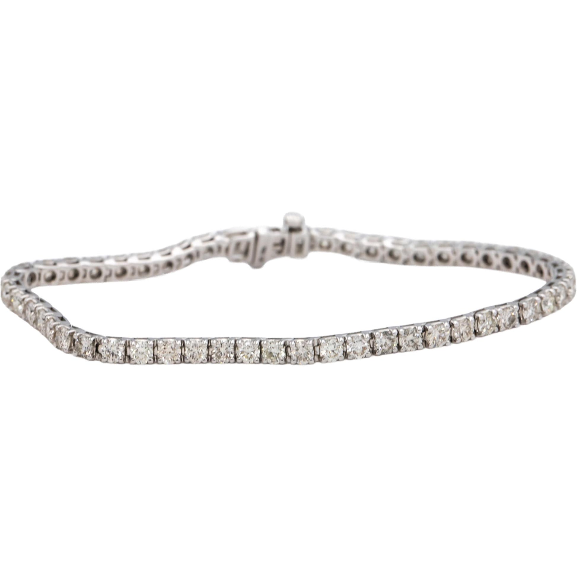 14k White Gold Round Diamond Tennis Bracelet 5.0CT