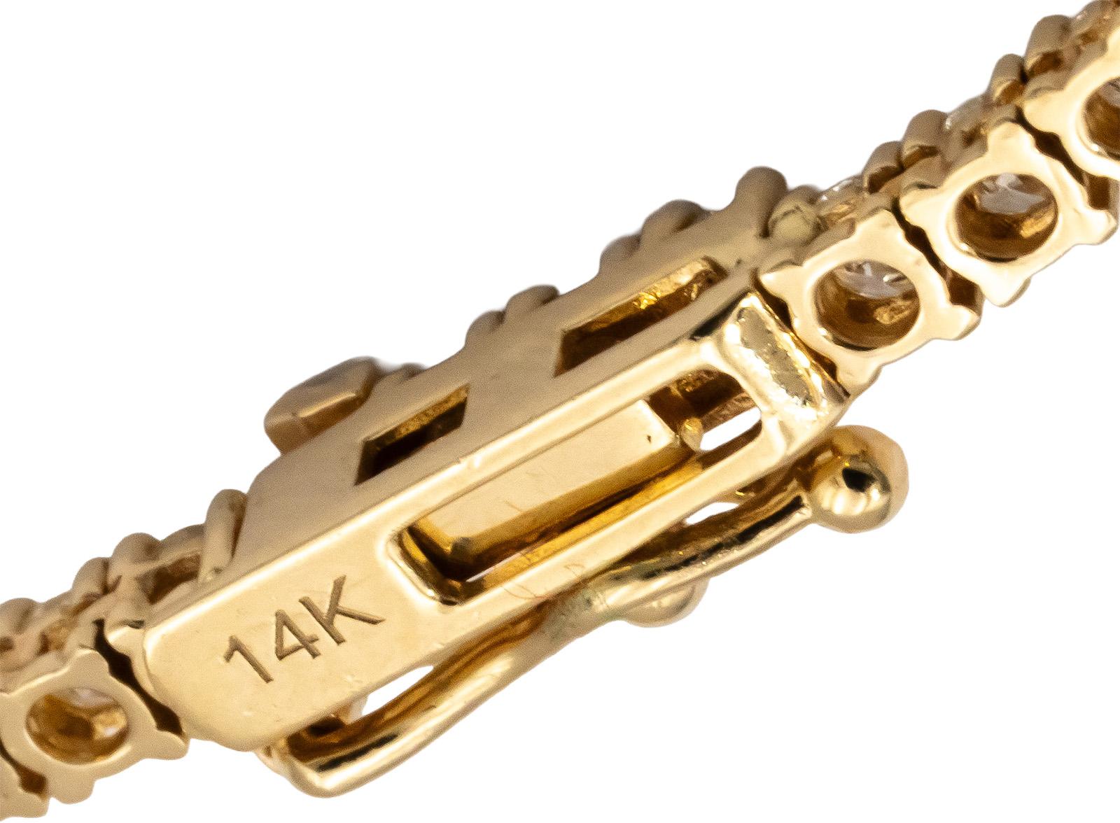 14k Yellow Gold VS Round Diamond Tennis Necklace 7.30CT