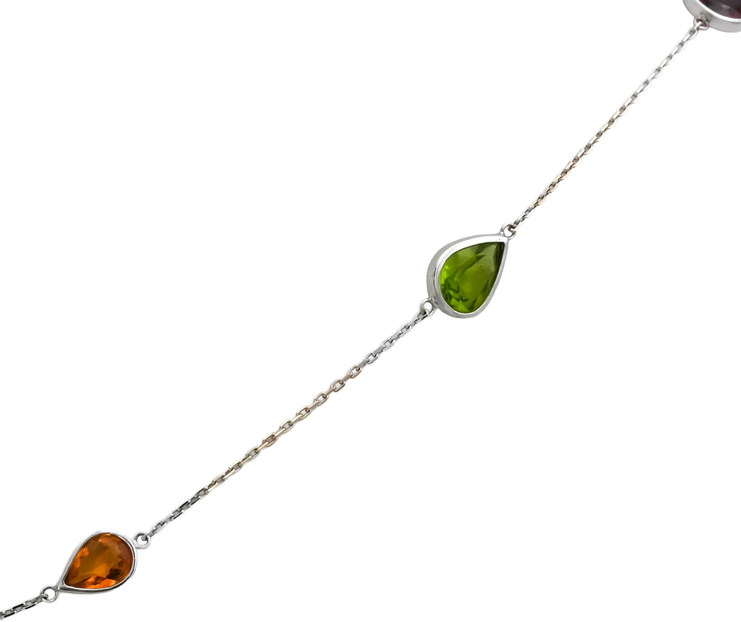 18k White Gold Multi-Color Gemstone By The Yard Necklace 15.0CTW