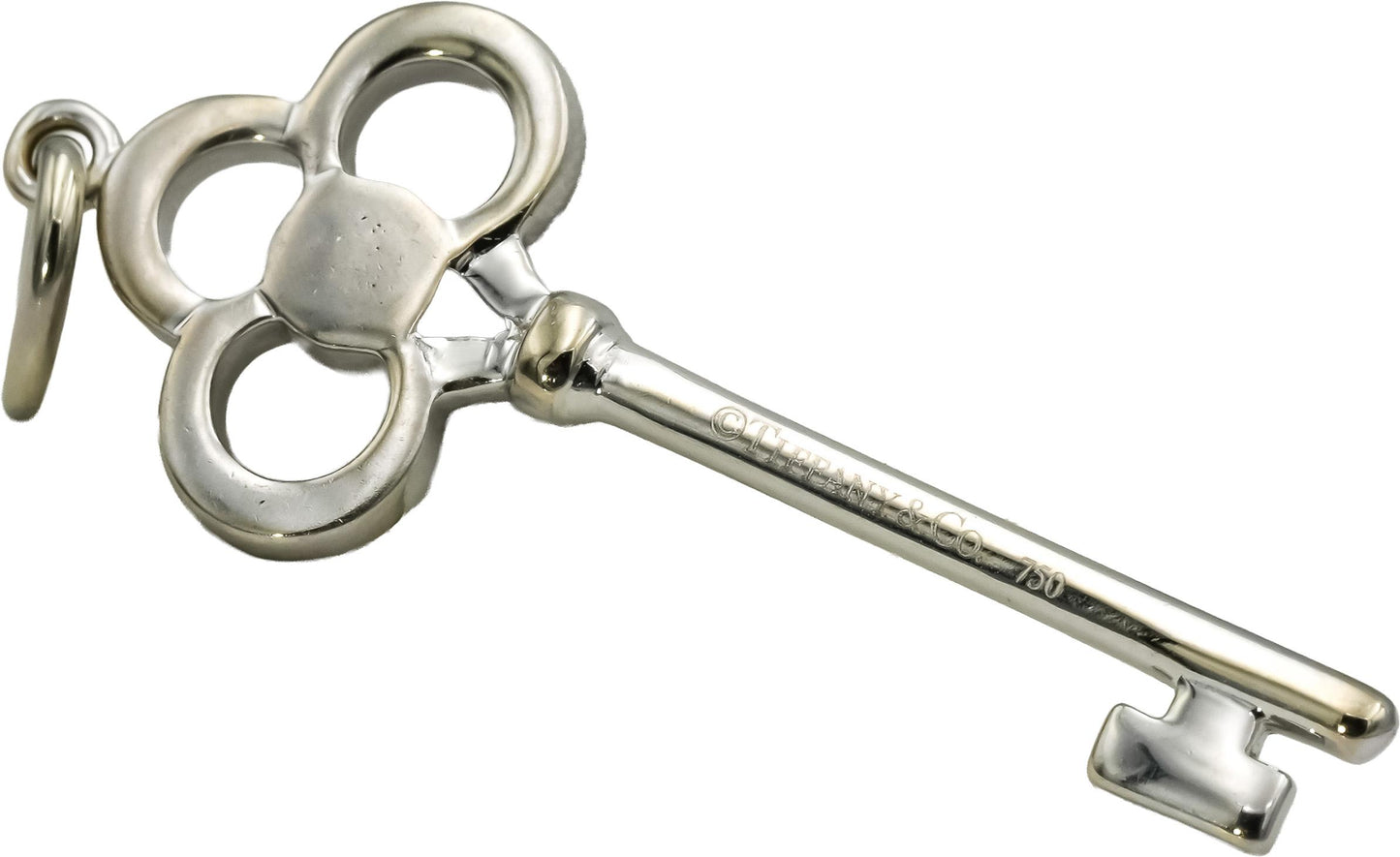 TIFFANY & CO. 18k White Gold VS Round Diamond Key Pendant 0.11CT