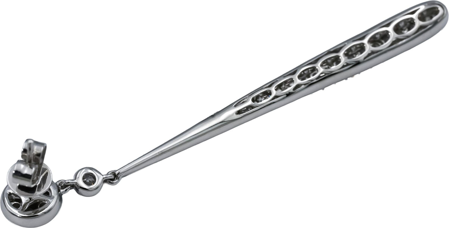 14k White Gold Round Diamond Drop Dangle Earrings 2.0CT