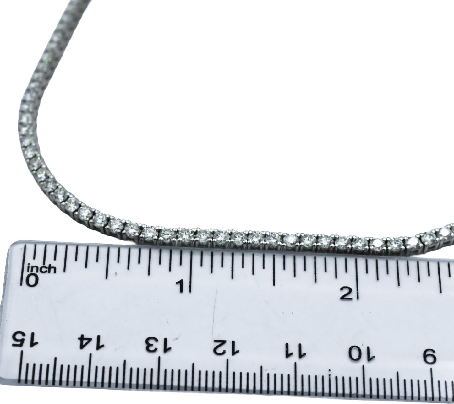 14k White Gold Round Diamond Tennis Necklace 10.14CT
