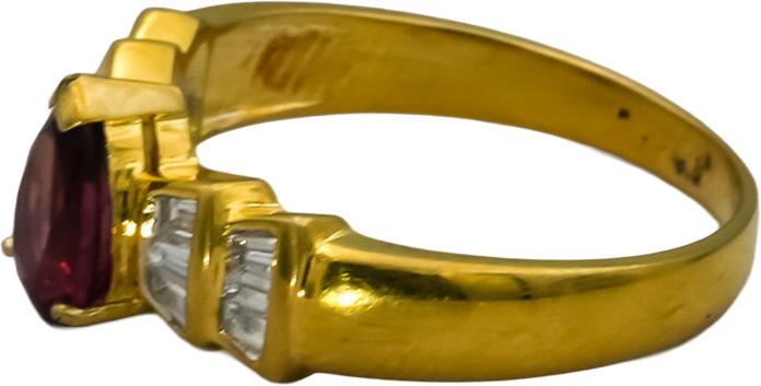 18k Yellow Gold VS Diamond and Pink Tourmaline Ring 1.32CT Size 7.25