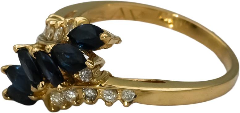 14k Yellow Gold Diamond and Sapphire Bypass Ring 1.25CT Size 5.5