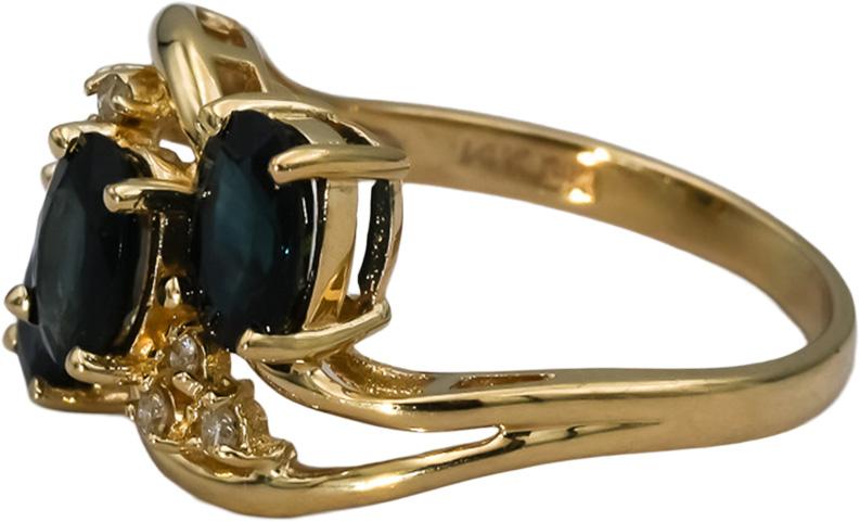 14k Yellow Gold Oval Sapphire and Round Diamond Ring 2.56CT Size 8