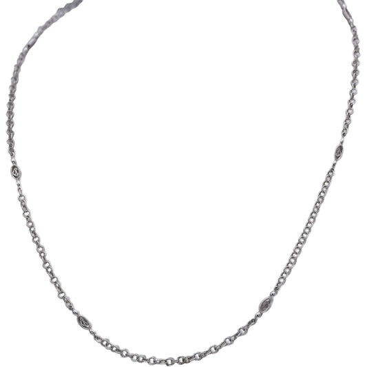 PHILIPPE CHARRIOL 18k White Gold Diamond Chain Necklace w/ Toggle Clasp