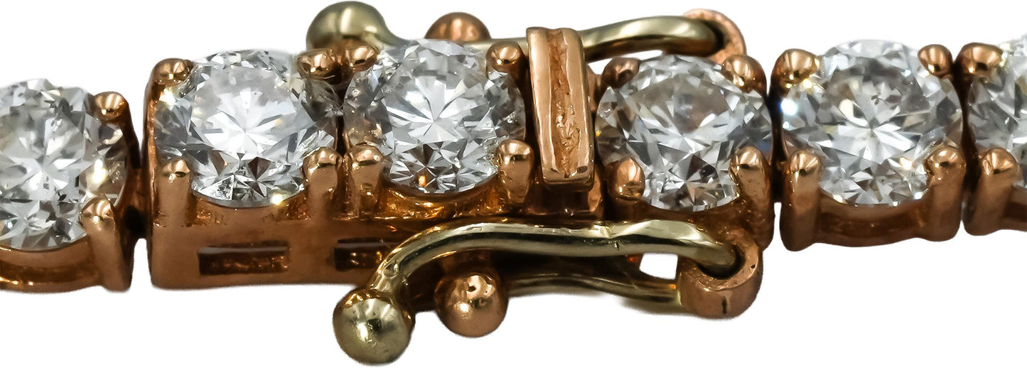 10k Rose Gold Round Diamond Tennis Bracelet 9.37CT