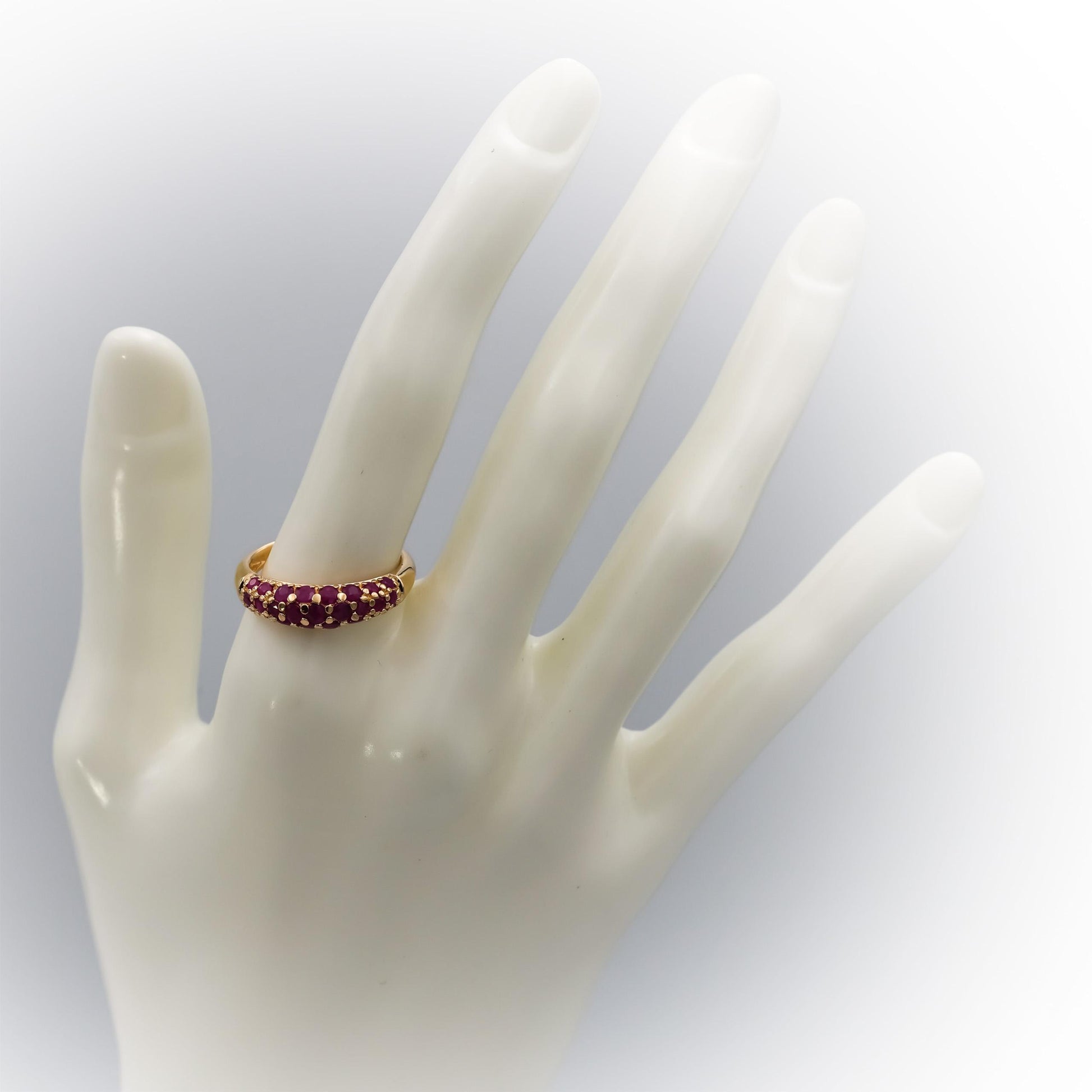 14k Yellow Gold Round Ruby Band Ring 0.55CT Size 8.25