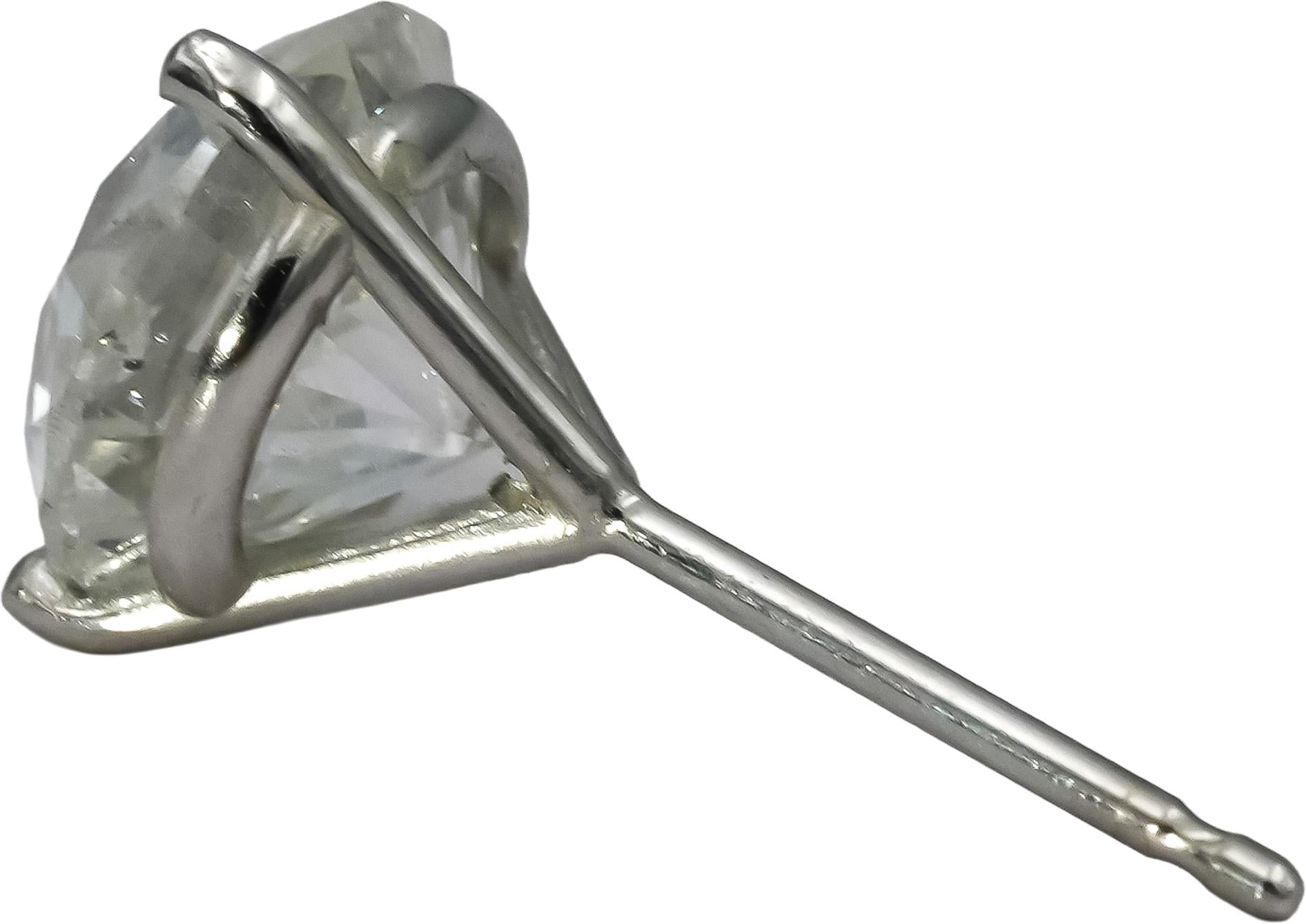 GIA Certified 14k White Gold I2/G Round Diamond Martini Stud Earrings 3.36CT