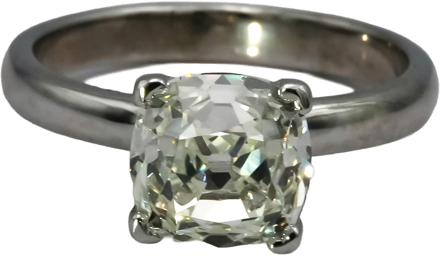 GIA Certified Platinum VS2/K Old Mine Cut Diamond Engagement Ring 3.02CT Size 7