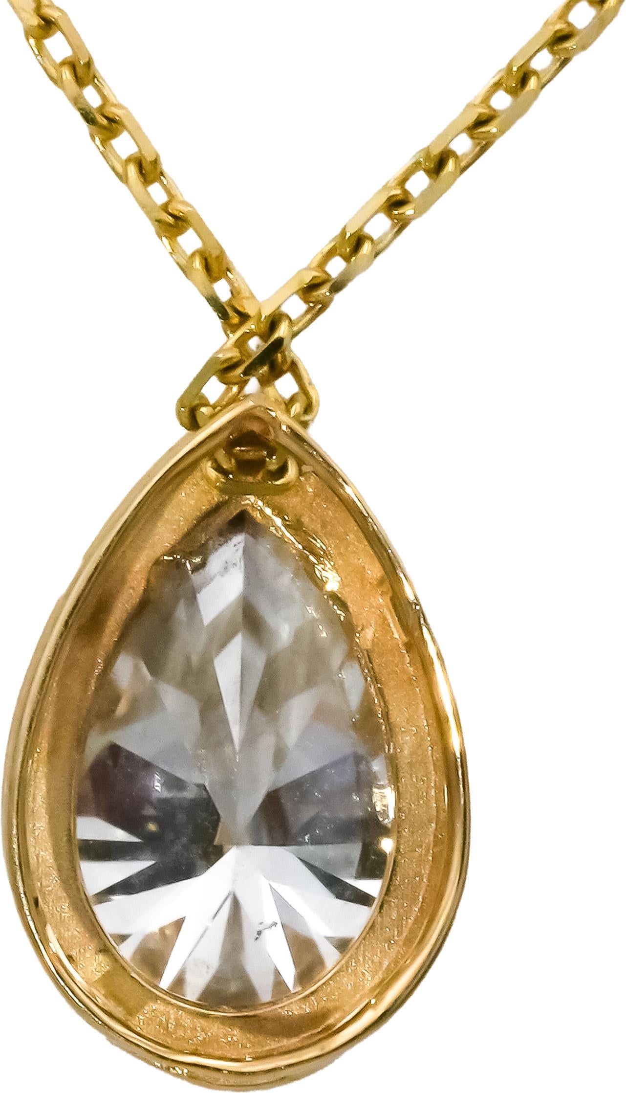 14k Yellow Gold VS Pear Cut Lab-Grown Diamond Pendant Necklace 1.90CT