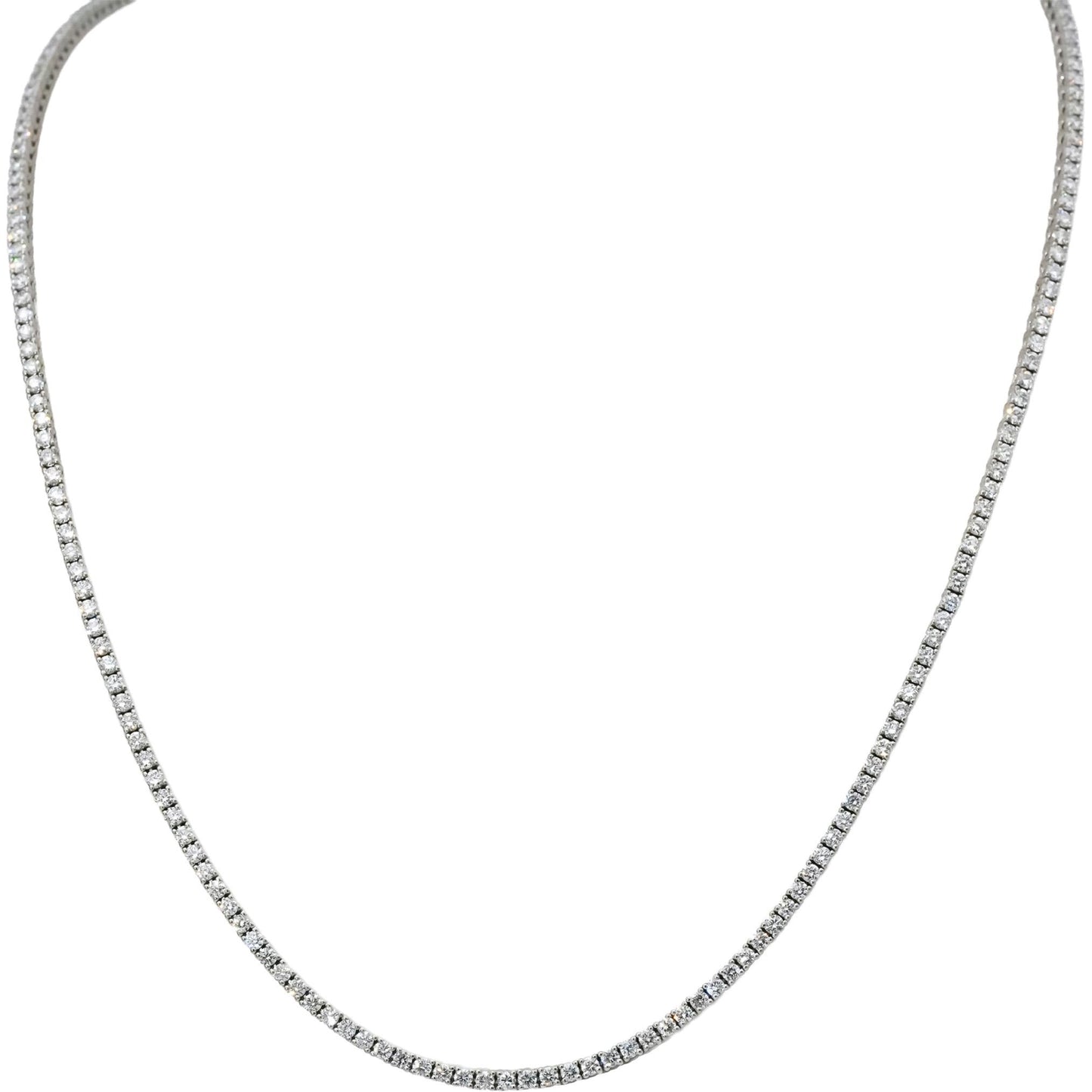 14k White Gold VS Round Diamond Tennis Necklace 5.81CT