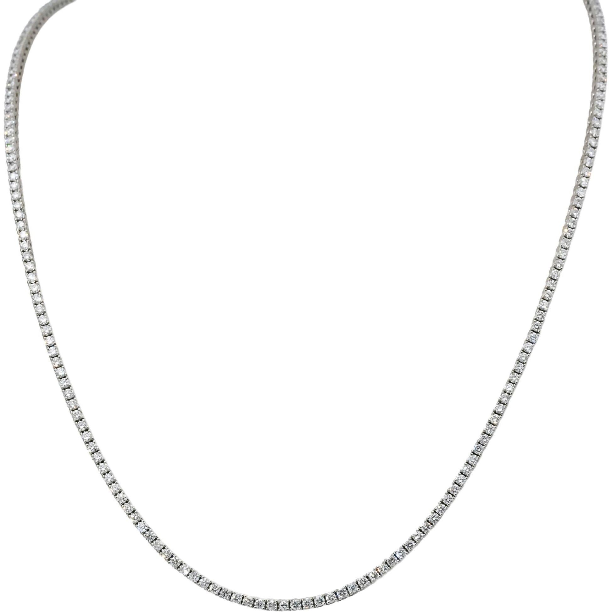 14k White Gold VS Round Diamond Tennis Necklace 5.81CT