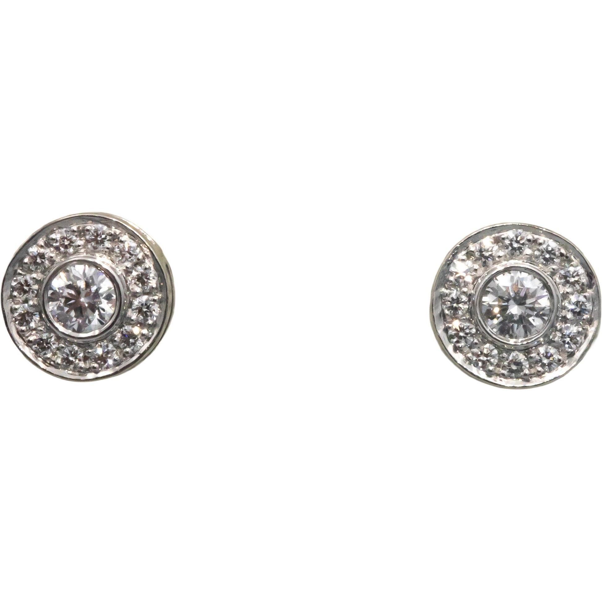 TIFFANY & CO Platinum 0.30CT Diamond Circlet Stud Earrings w/Box $4300 Retail