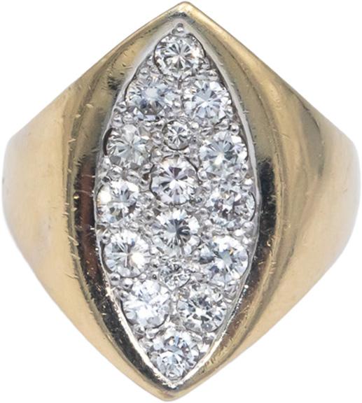 14k Yellow & White Gold 0.70CT VS Round Cut Diamond Cocktail Ring Size 6