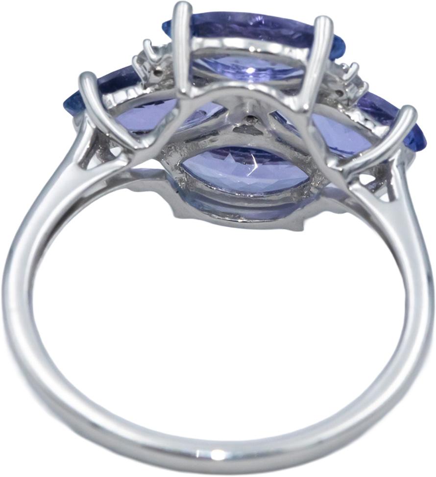 10k White Gold Tanzanite Cocktail Ring w/ Diamond Accents 4.05CT Size 7.25