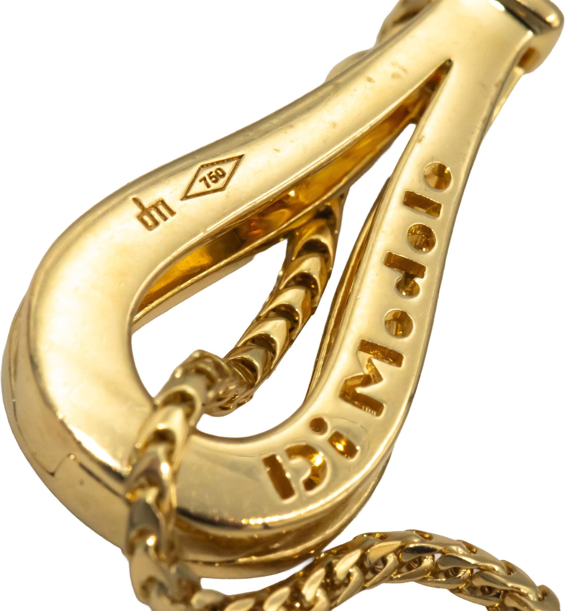DI MODOLO Diamond 18k Yellow Gold Tempia Double Teardrop Necklace .50CT