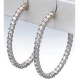 18k White Gold VS Round Diamond Oval Inside Out Hoop Earrings 5.75CT