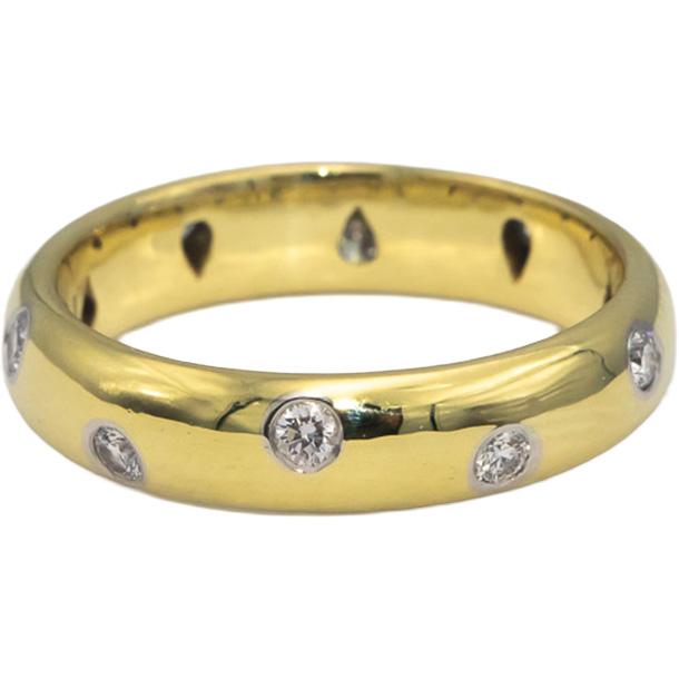 TIFFANY & CO. 18k Gold & Platinum Diamond Etoile Band Ring 0.30CT $4800 Retail