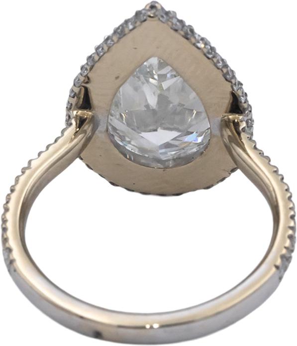 GIA Certified 18k & 14k White Gold Pear & Round Diamond Pave Halo Ring 4.21CT