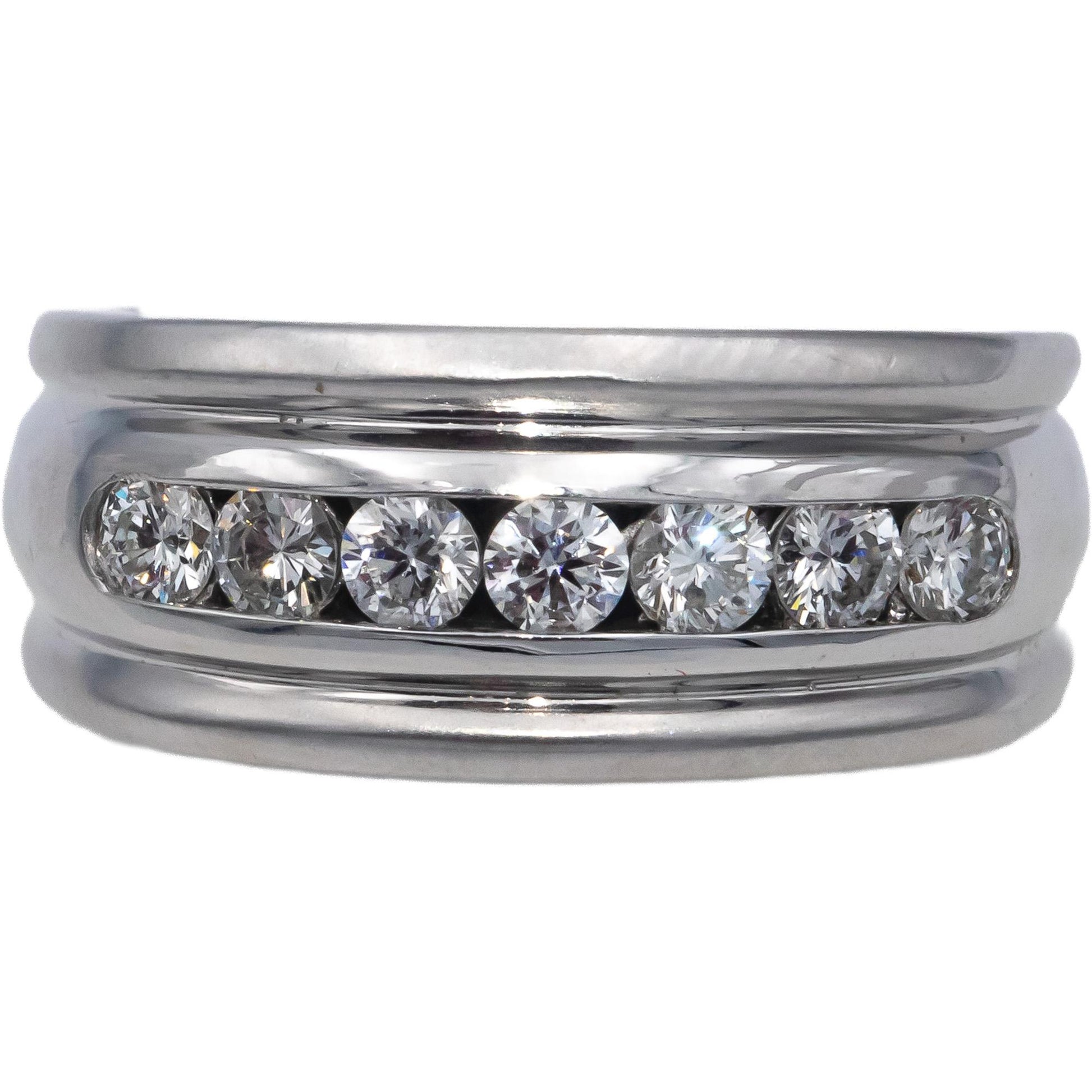 18k White Gold VS Round Channel Set Diamond Men's Band Ring 0.70CT Size 9.25