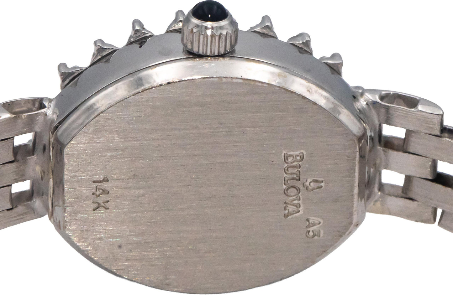 BULOVA 14k White Gold Ladies Quartz Watch w/ 10 Small Diamond Accents Box Papers