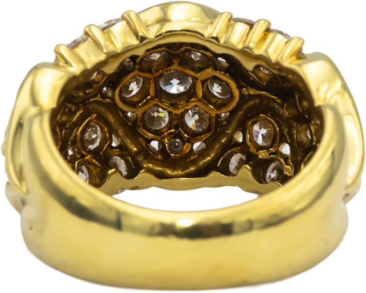 18k Yellow Gold VS Round Diamond Cluster Cocktail Ring 3.10CT Size 7