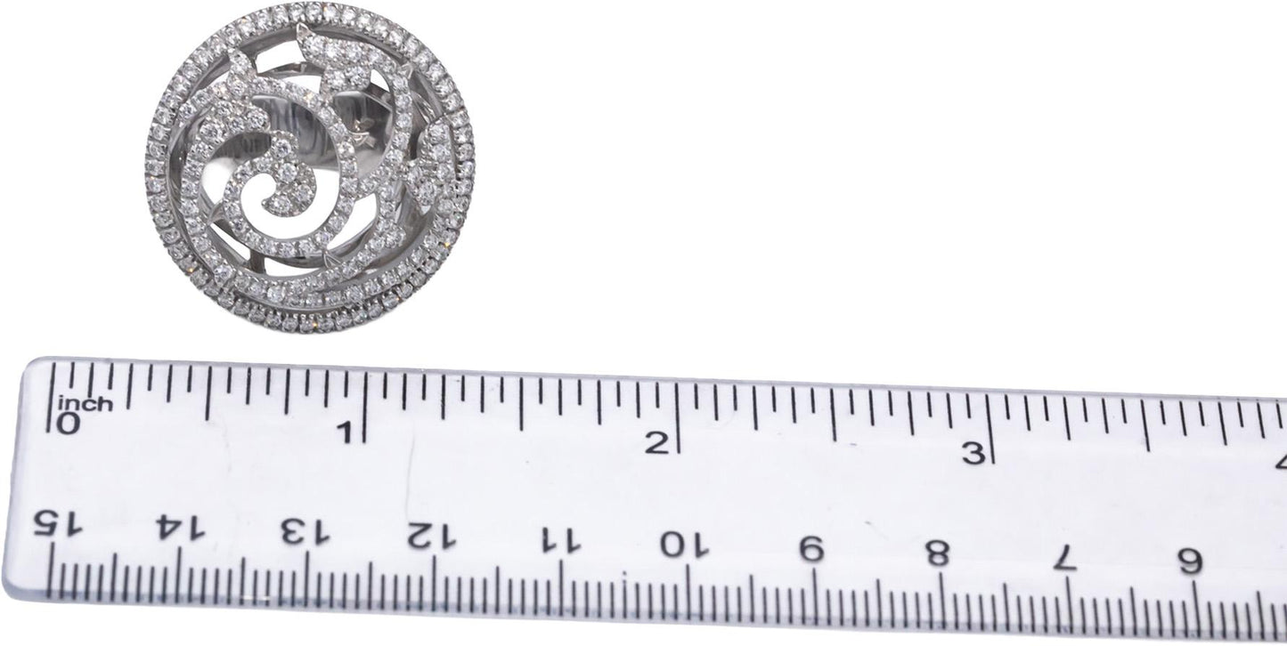 PIERO MILANO 18k White Gold VS Round Diamond Cocktail Ring 2.05CT Size 6.25