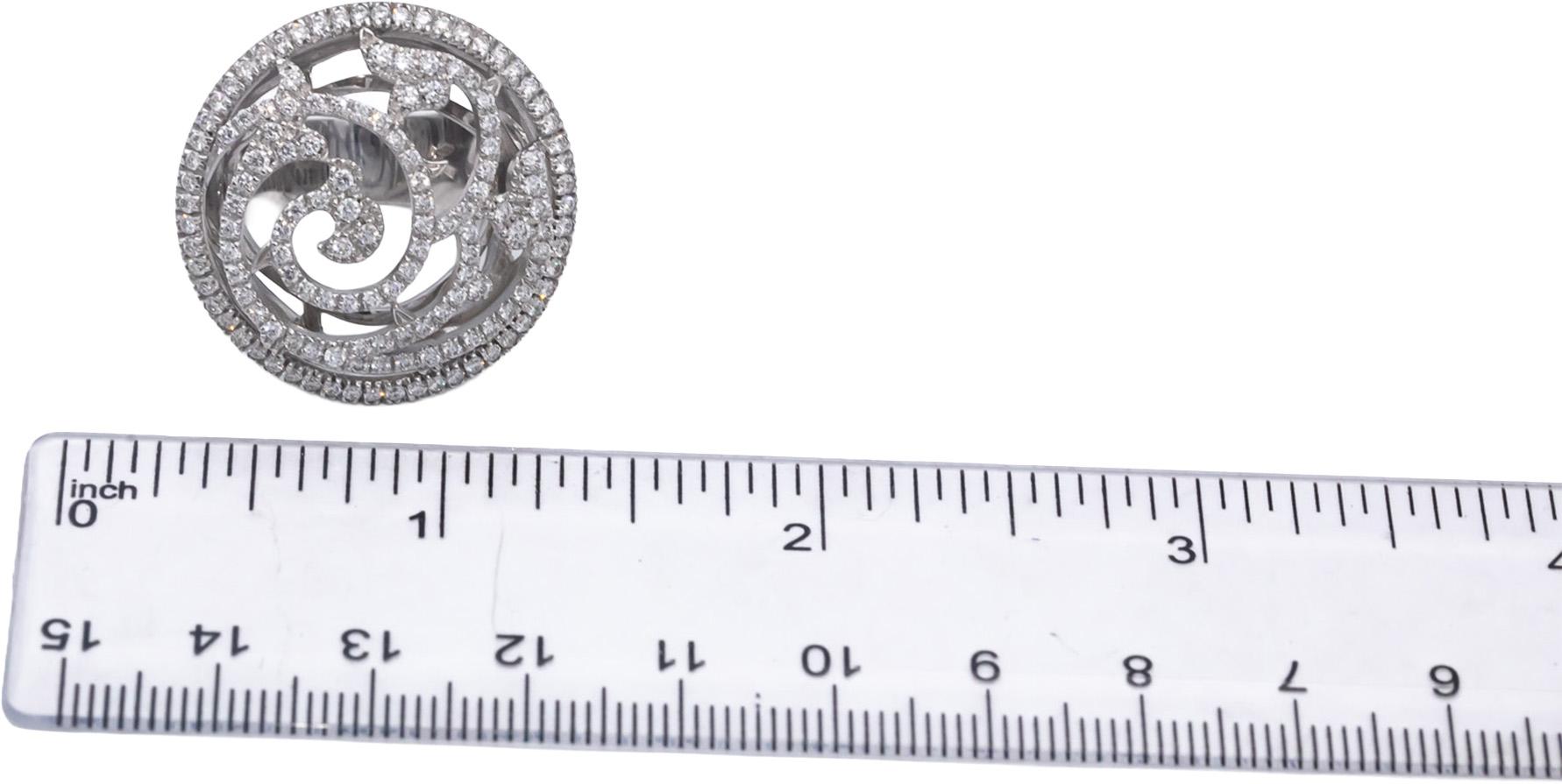 PIERO MILANO 18k White Gold VS Round Diamond Cocktail Ring 2.05CT Size 6.25