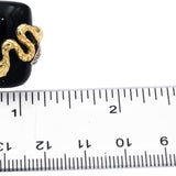 14k Yellow & White Gold Black Onyx Snake Ring w/ Diamond Accents Size 7.75