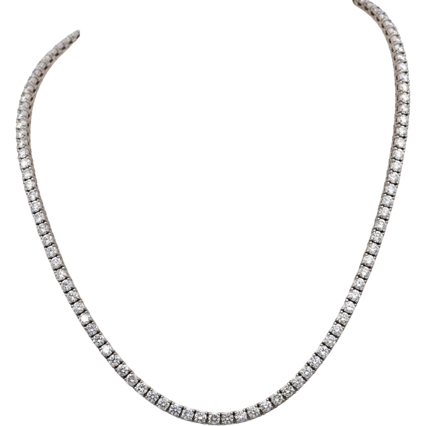 14k White Gold VS Round Diamond Tennis Necklace 15.10CT