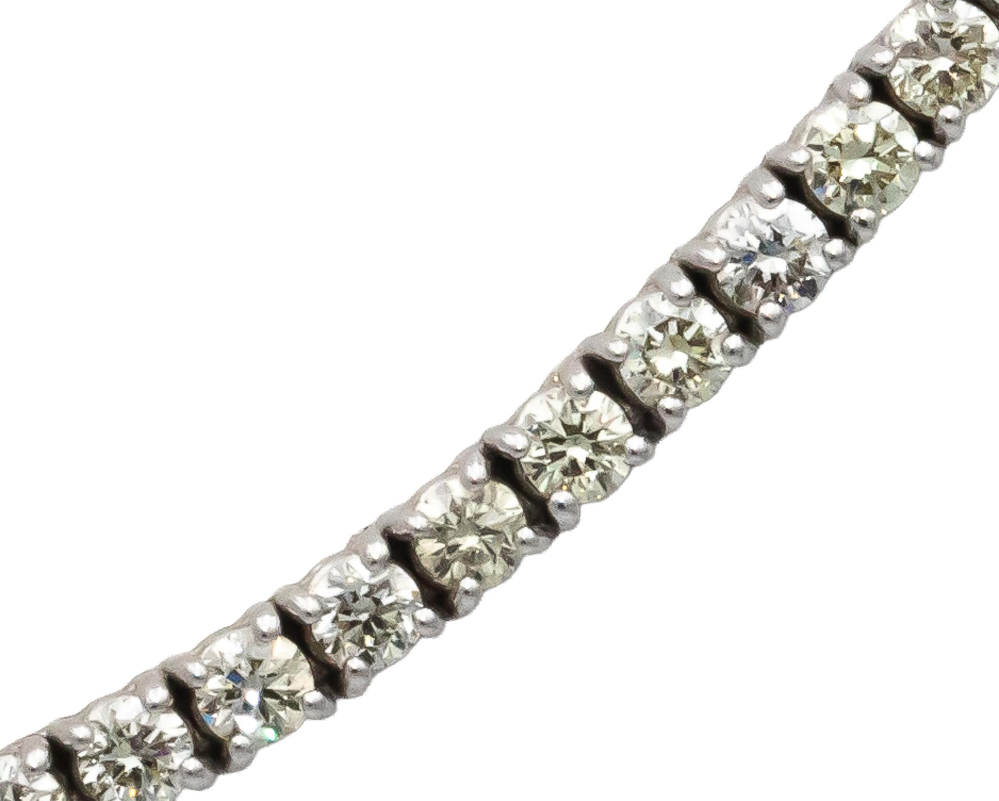 14k White Gold Round Light Yellow Diamond Tennis Necklace 4.42CT