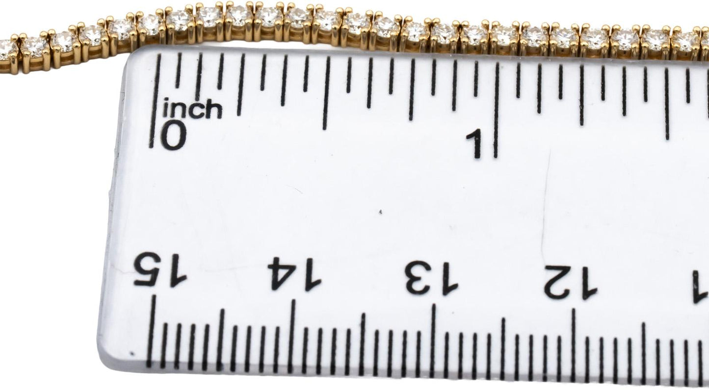 14k Yellow Gold VS Round Diamond Tennis Necklace 7.30CT