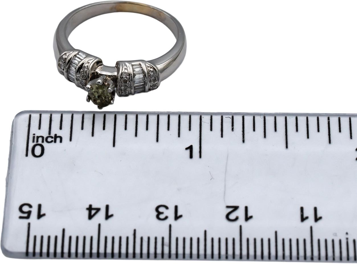 GIA 18k White Gold Color Changing Diamond Ring 0.47CT w/ 0.27CT Center Size 7