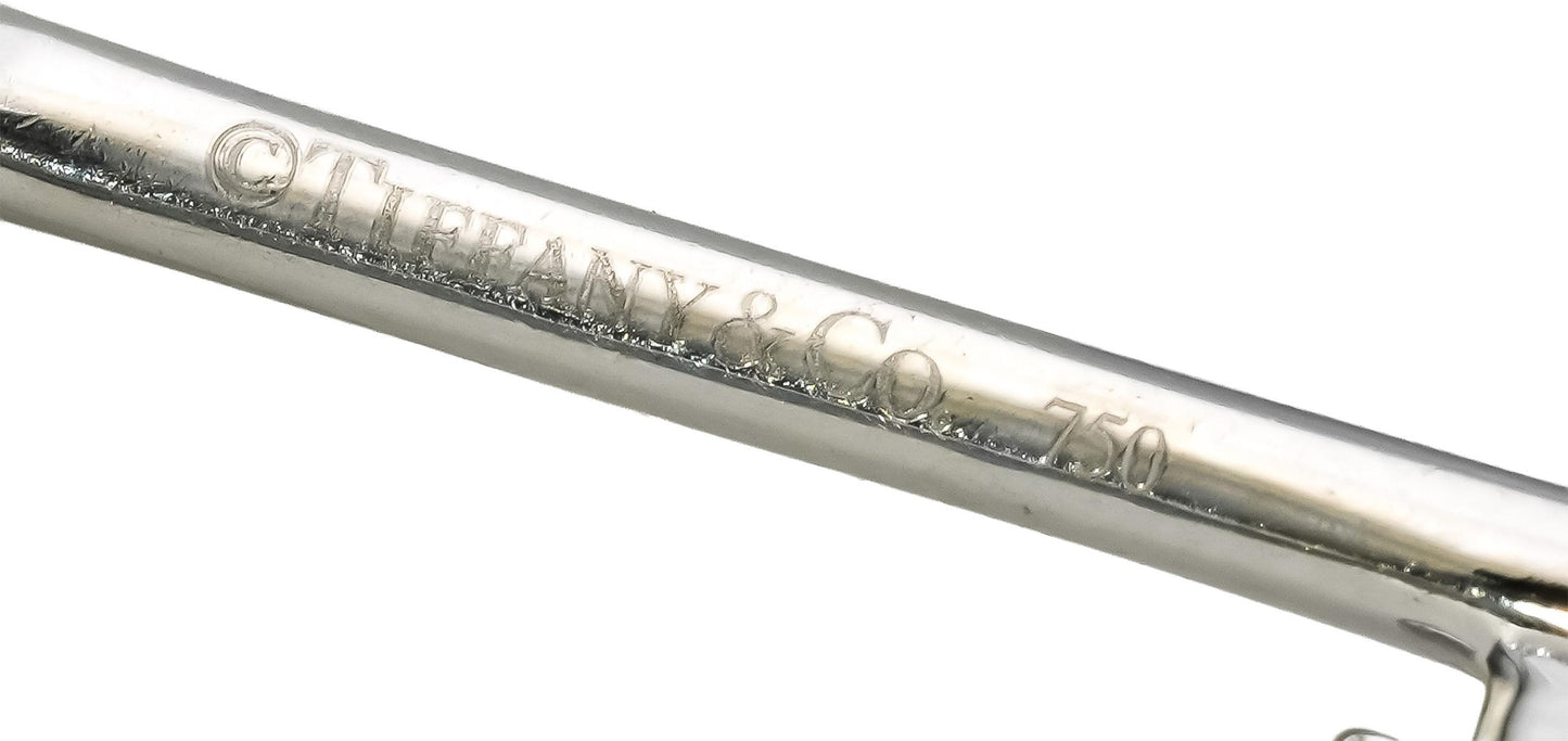 TIFFANY & CO. 18k White Gold VS Round Diamond Key Pendant 0.11CT