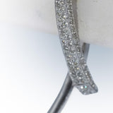 18k White Gold Round Diamond Abstract Ribbon Dangle Earrings 0.95CT