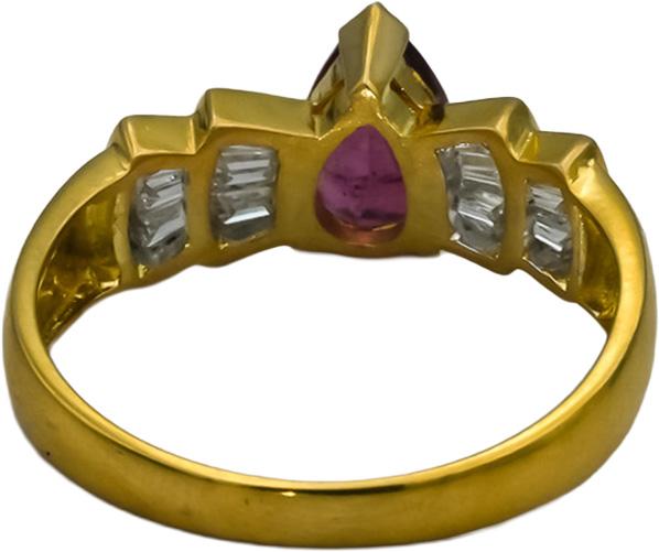 18k Yellow Gold VS Diamond and Pink Tourmaline Ring 1.32CT Size 7.25