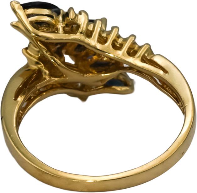 14k Yellow Gold Diamond and Sapphire Bypass Ring 1.25CT Size 5.5