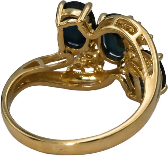 14k Yellow Gold Oval Sapphire and Round Diamond Ring 2.56CT Size 8