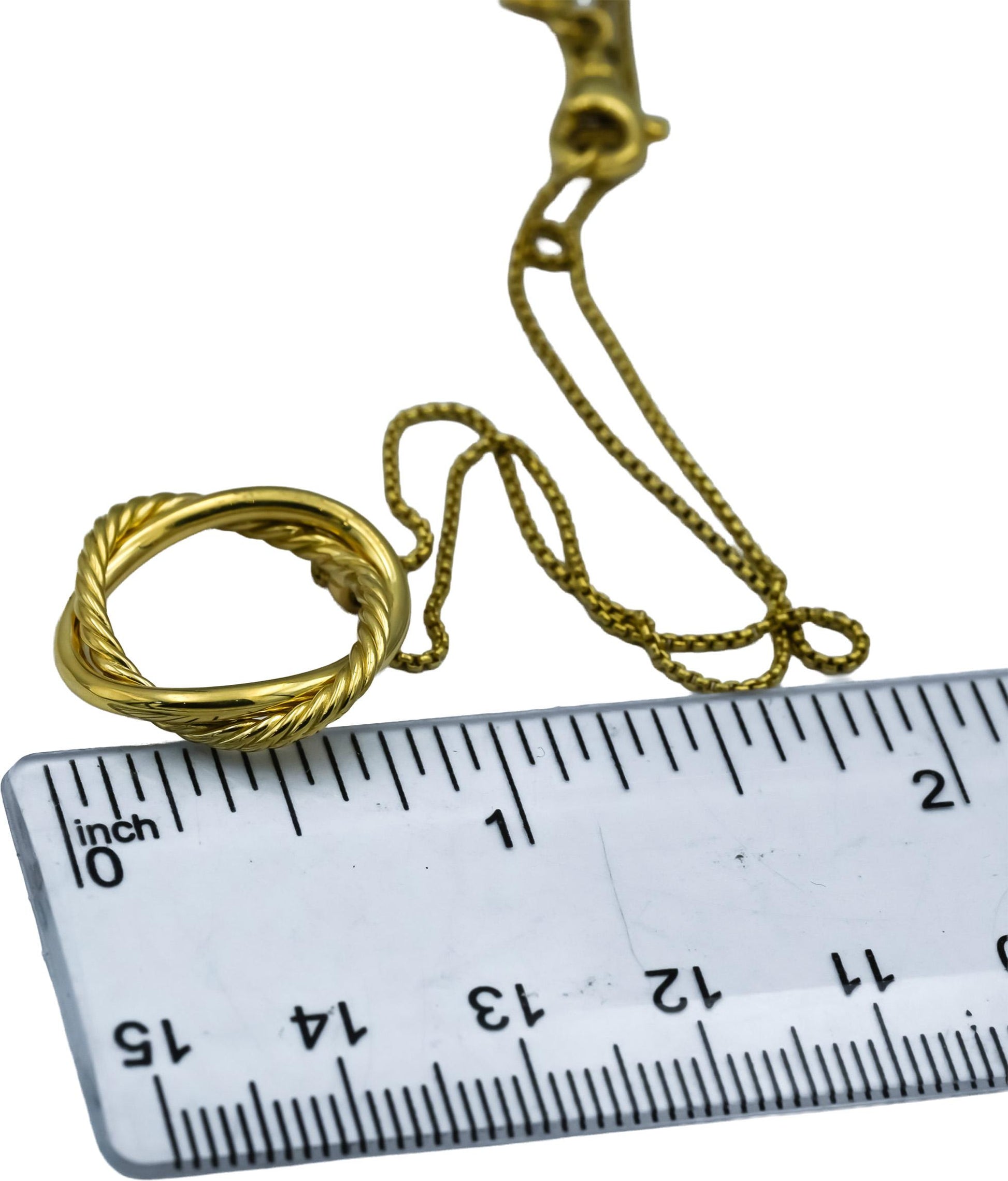 DAVID YURMAN 18k Yellow Gold Classic Cable Crossover Circle Pendant Necklace