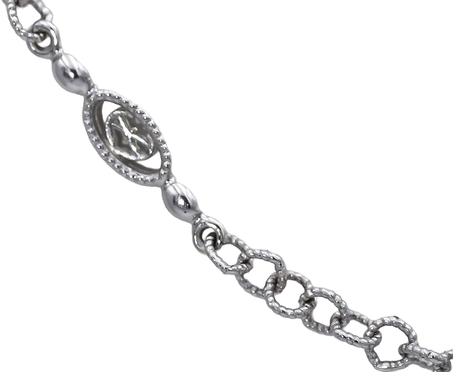 PHILIPPE CHARRIOL 18k White Gold Diamond Chain Necklace w/ Toggle Clasp